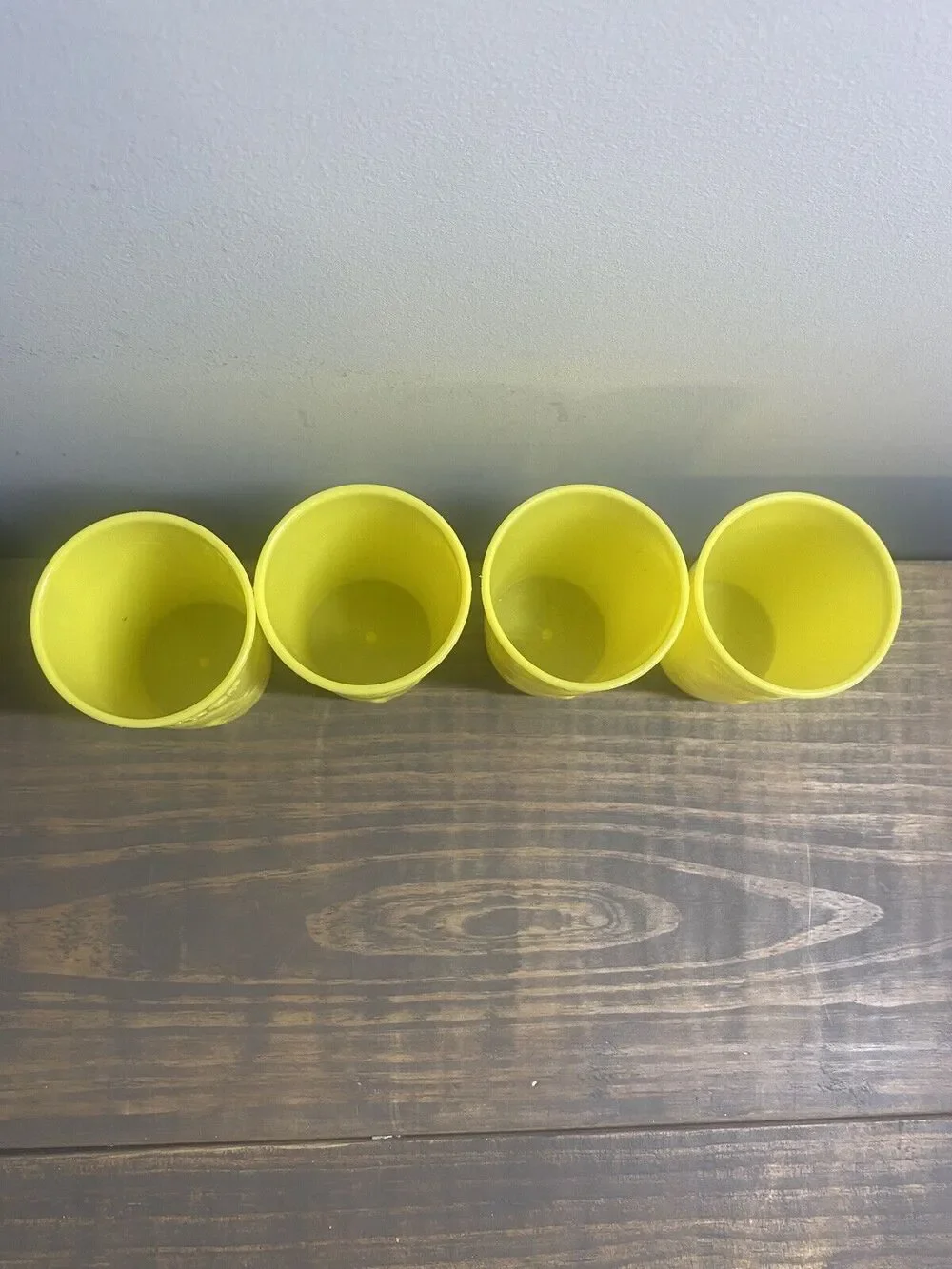 YELLOW Gerber Products Baby Face CUPS Plastic USA 1950s-1960s set of 4 vtge
